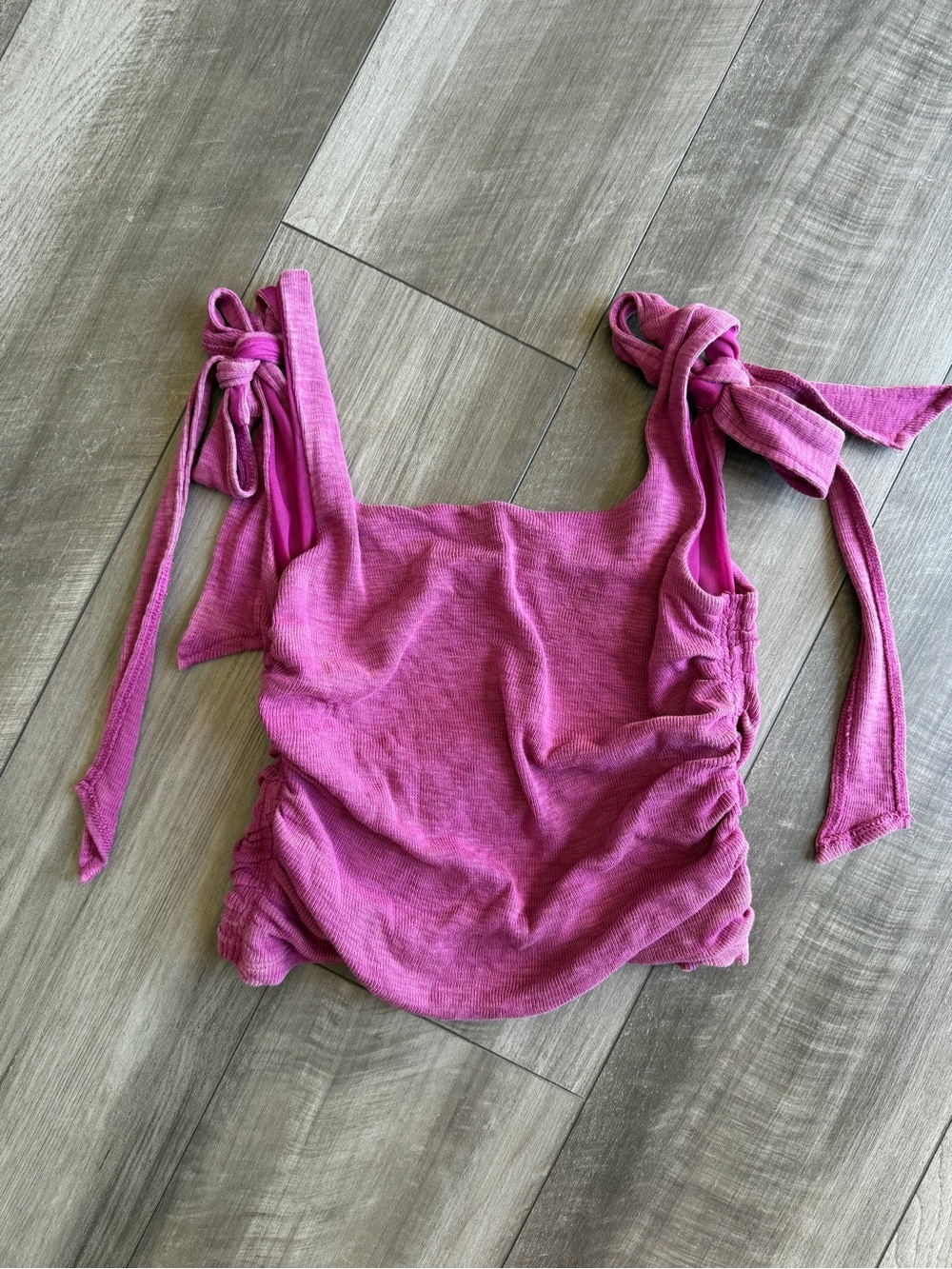 Free People Boulevard Cropped Ruched Tank Top Dragonfruit/Magenta Women’s Sz XS